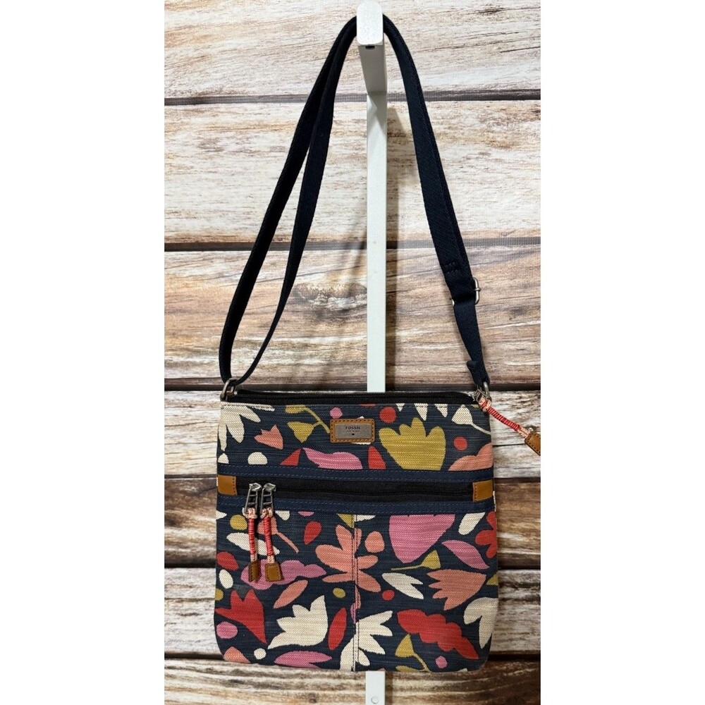 Fossil Canvas Multicolor Floral Crossbody Messenger Medium Bag 11x11